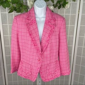 Worthington Womens Pink Tweed Jacket